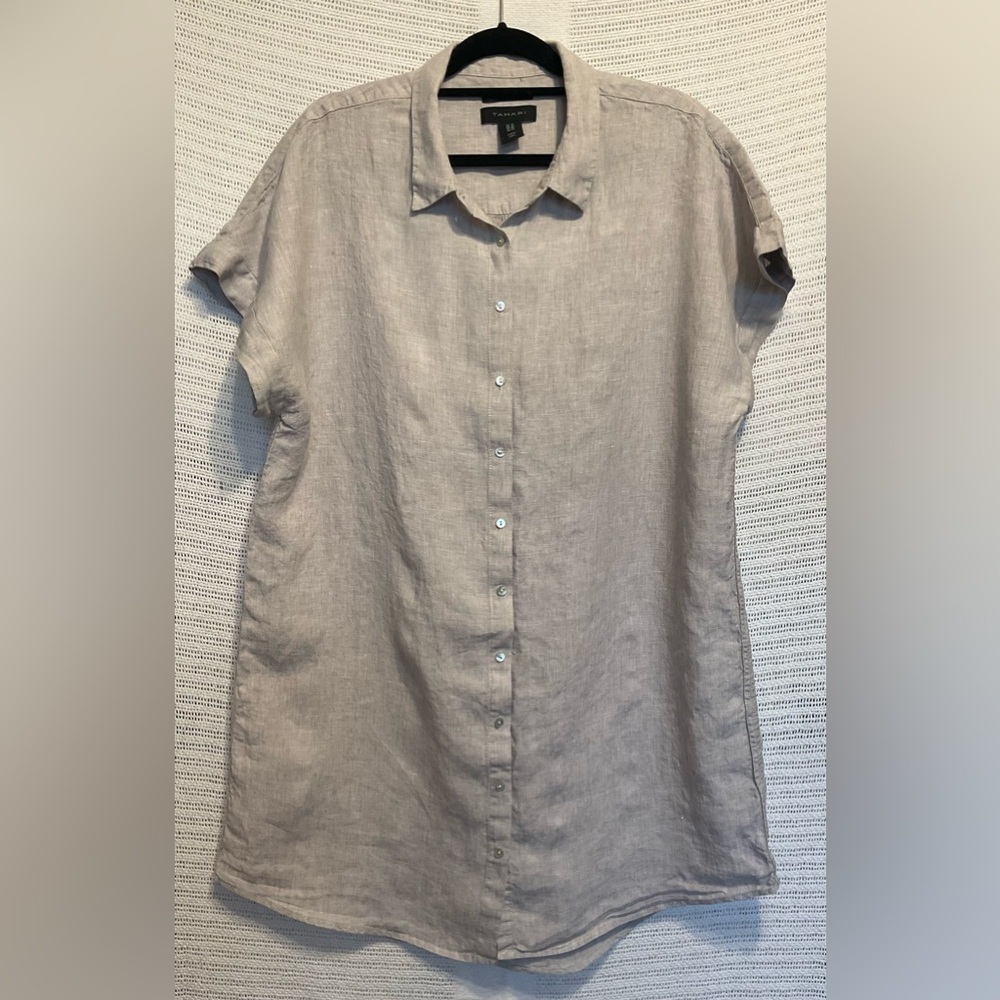 Tahari Beige Button-Up Dress